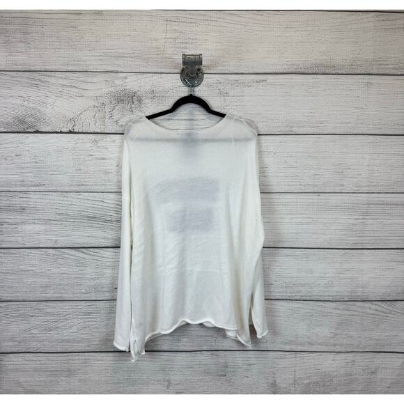 Adrienne Vittadini Plus Size White Knit Rolled Hem Happy Hour Sweater Size 3X - Picture 8 of 9